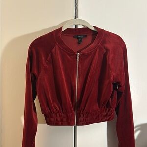 Forever 21 Red Bomber Sweater Jacket